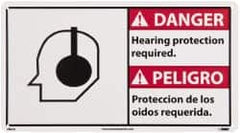 NMC - "Danger - Hearing Protection Required", 10" Long x 18" Wide, Rigid Plastic Safety Sign - Rectangle, 0.004" Thick, Use for Security & Admittance - Americas Industrial Supply