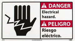 NMC - "Danger - Electrical Hazard", 10" Long x 18" Wide, Rigid Plastic Safety Sign - Rectangle, 0.05" Thick, Use for Security & Admittance - Americas Industrial Supply