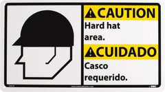 NMC - "Caution - Hard Hat Area", 10" Long x 18" Wide, Rigid Plastic Safety Sign - Rectangle, 0.05" Thick, Use for Accident Prevention - Americas Industrial Supply