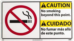 NMC - "Caution - No Smoking Beyond This Point", 10" Long x 18" Wide, Rigid Plastic Safety Sign - Rectangle, 0.05" Thick, Use for Accident Prevention - Americas Industrial Supply