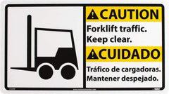 NMC - "Caution - Forklift Traffic - Keep Clear", 10" Long x 18" Wide, Rigid Plastic Safety Sign - Rectangle, 0.05" Thick, Use for Accident Prevention - Americas Industrial Supply