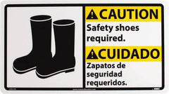 NMC - "Caution - Safety Shoes Required", 10" Long x 18" Wide, Rigid Plastic Safety Sign - Rectangle, 0.05" Thick, Use for Accident Prevention - Americas Industrial Supply