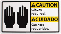 NMC - "Caution - Gloves Required", 10" Long x 18" Wide, Rigid Plastic Safety Sign - Rectangle, 0.05" Thick, Use for Accident Prevention - Americas Industrial Supply