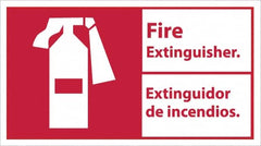 NMC - Fire Extinguisher, Pressure Sensitive Vinyl Fire Sign - 18" Wide x 10" High, English/Spanish - Americas Industrial Supply