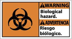 NMC - "Warning - Biological Hazard", 10" Long x 18" Wide, Pressure-Sensitive Vinyl Safety Sign - Rectangle, 0.004" Thick, Use for Hazardous Materials - Americas Industrial Supply