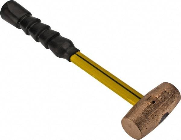 No-Mar - 3 Lb Head 1-1/2" Face Brass Hammer - Fiberglass Handle - Americas Industrial Supply