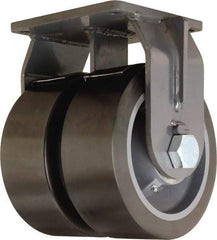 Hamilton - 10" Diam x 4" Wide x 13" OAH Top Plate Mount Dual Rigid Caster - Polyurethane Mold on Forged Steel, 13,000 Lb Capacity, Tapered Roller Bearing, 8-1/2 x 8-1/2" Plate - Americas Industrial Supply