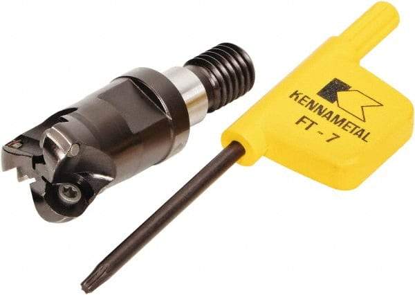 Kennametal - 15mm Cutting Diam, 0.5906" Max Depth of Cut, Modular Connection Indexable Copy End Mill - 3 Inserts, RD.. 0702.. Insert - Americas Industrial Supply