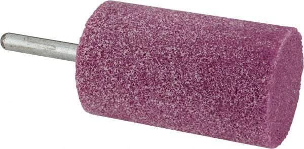 Grier Abrasives - 1-1/2" Head Diam x 2-1/2" Thickness, W240, Cylinder End, Aluminum Oxide Mounted Point - Pink, Medium Grade, 60 Grit, 10,500 RPM - Americas Industrial Supply