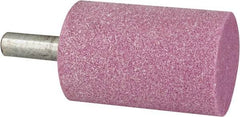 Grier Abrasives - 2" Head Diam x 3" Thickness, W246, Cylinder End, Aluminum Oxide Mounted Point - Pink, Medium Grade, 60 Grit, 16,500 RPM - Americas Industrial Supply