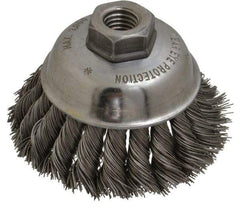 Anderson - 3-1/2" Diam, 5/8-11 Threaded Arbor, Steel Fill Cup Brush - 0.02 Wire Diam, 1-1/4" Trim Length, 9,000 Max RPM - Americas Industrial Supply