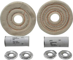 Dico - 4" Diam Cushion Sewn, Spiral Sewn Buffing Wheel Set - 1/2" Arbor Hole, Emery - Americas Industrial Supply