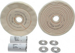 Dico - 6" Diam Cushion Sewn, Spiral Sewn Buffing Wheel Set - 1/2 - 1" Arbor Hole, Emery - Americas Industrial Supply