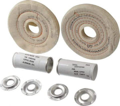 Dico - 4" Diam Cushion Sewn, Spiral Sewn Buffing Wheel Set - 1/2 - 1" Arbor Hole, Tripoli - Americas Industrial Supply