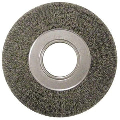 Anderson - 7" OD, 2" Arbor Hole, Crimped Steel Wheel Brush - 1-3/4" Face Width, 1-5/8" Trim Length, 0.0118" Filament Diam, 6,000 RPM - Americas Industrial Supply