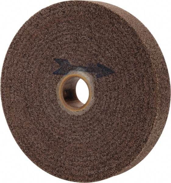 Made in USA - 6" Diam, 1" Face Width, 1" Center Hole, Fine Grade, Aluminum Oxide Deburring Wheel - Convolute, Medium Density 7 Grade, 4,500 RPM - Americas Industrial Supply