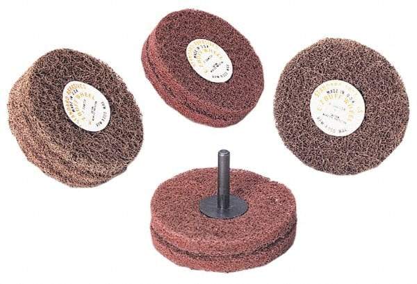 Standard Abrasives - 5" Diam x 2" Thick, Medium Mounted Scrubber Buffing Wheel - 2 Ply, Very Fine Grade, 1/4" Shank Diam, 4,000 RPM - Americas Industrial Supply