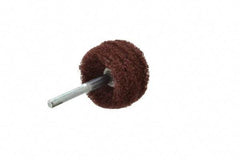 Superior Abrasives - 2" Diam x 1" Face Width, Medium Aluminum Oxide Nonwoven Mounted Flap Wheel - 1/4" Shank Mount, Interleaf, 12,000 Max RPM - Americas Industrial Supply