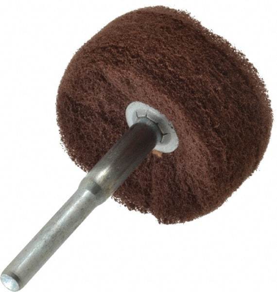 Superior Abrasives - 2" Diam x 1" Face Width, Very Fine Aluminum Oxide Nonwoven Mounted Flap Wheel - 1/4" Shank Mount, Interleaf, 12,000 Max RPM - Americas Industrial Supply