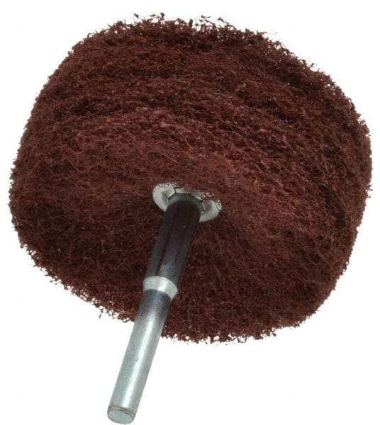 Superior Abrasives - 3" Diam x 1" Face Width, Medium Aluminum Oxide Nonwoven Mounted Flap Wheel - 1/4" Shank Mount, 8,000 Max RPM - Americas Industrial Supply