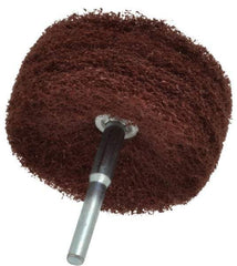Superior Abrasives - 3" Diam x 1" Face Width, Medium Aluminum Oxide Nonwoven Mounted Flap Wheel - 1/4" Shank Mount, 8,000 Max RPM - Americas Industrial Supply