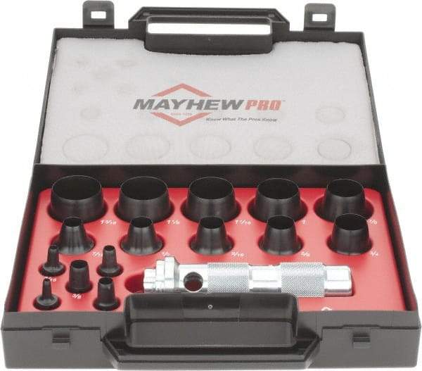 Mayhew - 16 Piece, 1/8 to 1-3/16", Hollow Punch Set - Comes in Plastic Case - Americas Industrial Supply