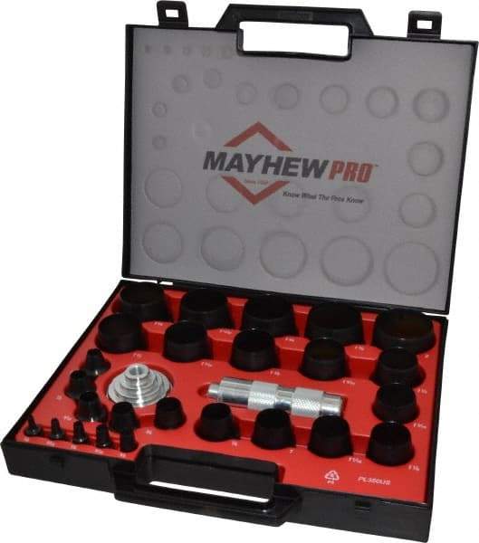 Mayhew - 27 Piece, 1/8 to 2", Hollow Punch Set - Comes in Plastic Case - Americas Industrial Supply