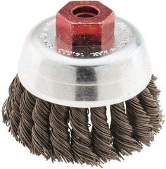 Anderson - 2-3/4" Diam, M10x1.50 Threaded Arbor, Steel Fill Cup Brush - 0.02 Wire Diam, 3/4" Trim Length, 14,000 Max RPM - Americas Industrial Supply