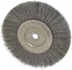 Anderson - 10" OD, 3/4" Arbor Hole, Crimped Steel Wheel Brush - 1/2" Face Width, 2-15/32" Trim Length, 0.014" Filament Diam, 3,600 RPM - Americas Industrial Supply