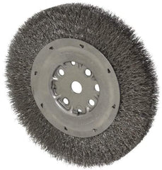 Anderson - 8" OD, 5/8" Arbor Hole, Crimped Steel Wheel Brush - 3/4" Face Width, 1-1/2" Trim Length, 0.0104" Filament Diam, 4,500 RPM - Americas Industrial Supply