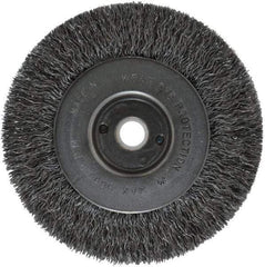 Anderson - 4" OD, 1/2" Arbor Hole, Crimped Steel Wheel Brush - 11/32" Face Width, 13/16" Trim Length, 0.0118" Filament Diam, 6,000 RPM - Americas Industrial Supply