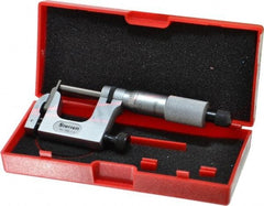 Starrett - 0 to 1 Inch Range, Carbide Face, Satin Chrome Coated, Mechanical Multi Anvil Micrometer - Ratchet Stop Thimble, 0.001 Inch Graduation, 0.0002 Inch Accuracy - Americas Industrial Supply