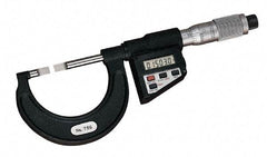 Starrett - 2" to 76mm Electronic Satin Chrome Coated Blade Micrometer - 0.0001" Accuracy, 0.03" Blade Thickness, Friction Thimble - Americas Industrial Supply