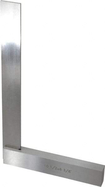 Value Collection - 10-1/2" Blade Length, 6-3/8" Base Length Steel Square - 0.0004" Accuracy, Beveled Edge - Americas Industrial Supply