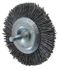 Dico - 3" OD, 1/4" Shank Diam, Crimped Nylon Wheel Brush - 3/8" Face Width - Americas Industrial Supply