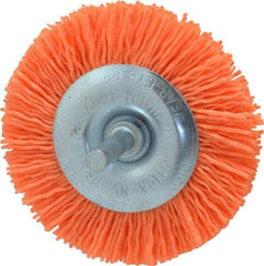 Dico - 3" OD, 1/4" Shank Diam, Crimped Nylon Wheel Brush - 3/8" Face Width - Americas Industrial Supply