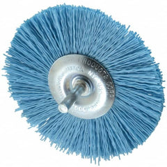 Dico - 4" OD, 1/4" Shank Diam, Crimped Nylon Wheel Brush - 3/8" Face Width - Americas Industrial Supply