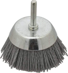 Dico - 2-1/2" Diam, 1/4" Shank Diam, Nylon Fill Cup Brush - Aluminum Oxide Abrasive Material, 0.05 Wire Diam - Americas Industrial Supply