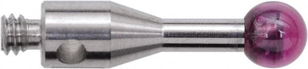 Renishaw - 0.1181 Inch Ball Diameter, Stainless Steel Stem, M2 Thread, Ruby Point Ball Tip CMM Stylus - 0.2756 Inch Working Length, 0.0591 Inch Stem Diameter, 0.3937 Inch Overall Length - Americas Industrial Supply