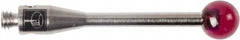 Renishaw - 0.1575 Inch Ball Diameter, Stainless Steel Stem, M2 Thread, Ruby Point Ball Tip CMM Stylus - 0.7874 Inch Working Length, 0.0591 Inch Stem Diameter, 0.7874 Inch Overall Length - Americas Industrial Supply