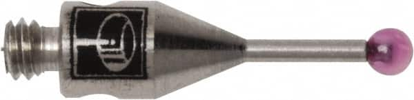 Renishaw - 0.0591 Inch Ball Diameter, Stainless Steel Stem, M2 Thread, Ruby Point Ball Tip CMM Stylus - 0.1772 Inch Working Length, 0.028 Inch Stem Diameter, 0.3937 Inch Overall Length - Americas Industrial Supply