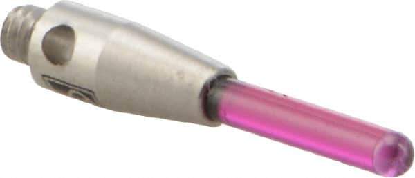 Renishaw - 0.06 Inch Ball Diameter, Stainless Steel Stem, M2 Thread, Ruby Point Ball Tip CMM Stylus - 0.315 Inch Working Length, 0.5906 Inch Overall Length - Americas Industrial Supply