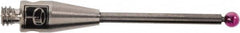 Renishaw - 0.0591 Inch Ball Diameter, Carbide Stem, M2 Thread, Ruby Point Ball Tip CMM Stylus - 1/2 Inch Working Length, 0.0394 Inch Stem Diameter, 0.7874 Inch Overall Length - Americas Industrial Supply