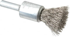 Anderson - 1/2" Brush Diam, Crimped, End Brush - 1/4" Diam Shank, 25,000 Max RPM - Americas Industrial Supply