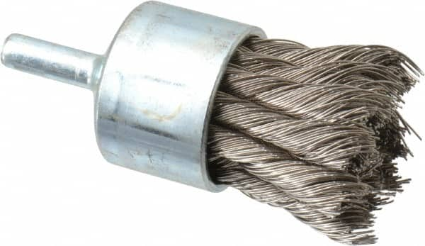 Anderson - 1-1/8" Brush Diam, Knotted, End Brush - 1/4" Diam Shank, 22,000 Max RPM - Americas Industrial Supply