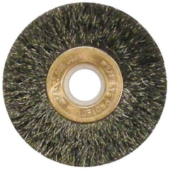 Anderson - 2" OD, 1/2" Arbor Hole, Crimped Steel Wheel Brush - 1/4" Face Width, 1/2" Trim Length, 0.006" Filament Diam, 20,000 RPM - Americas Industrial Supply