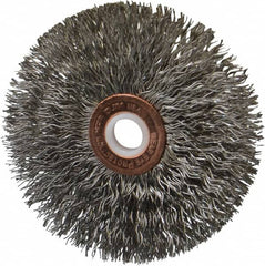 Anderson - 3" OD, 1/2" Arbor Hole, Crimped Stainless Steel Wheel Brush - 1/4" Face Width, 1" Trim Length, 0.014" Filament Diam, 20,000 RPM - Americas Industrial Supply