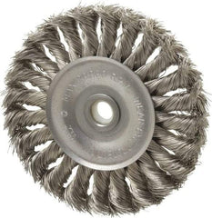 Anderson - 4" OD, 1/2" Arbor Hole, Knotted Stainless Steel Wheel Brush - 1/2" Face Width, 1" Trim Length, 0.014" Filament Diam, 20,000 RPM - Americas Industrial Supply