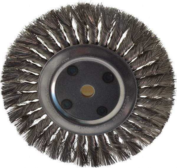 Anderson - 8" OD, 5/8" Arbor Hole, Knotted Stainless Steel Wheel Brush - 5/8" Face Width, 1-3/4" Trim Length, 0.016" Filament Diam, 6,000 RPM - Americas Industrial Supply