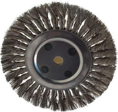 Anderson - 8" OD, 5/8" Arbor Hole, Knotted Stainless Steel Wheel Brush - 5/8" Face Width, 1-3/4" Trim Length, 0.016" Filament Diam, 6,000 RPM - Americas Industrial Supply